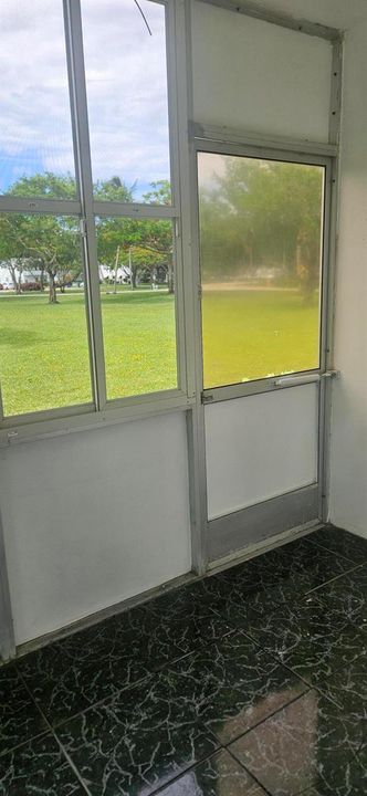 Screened door is to the right