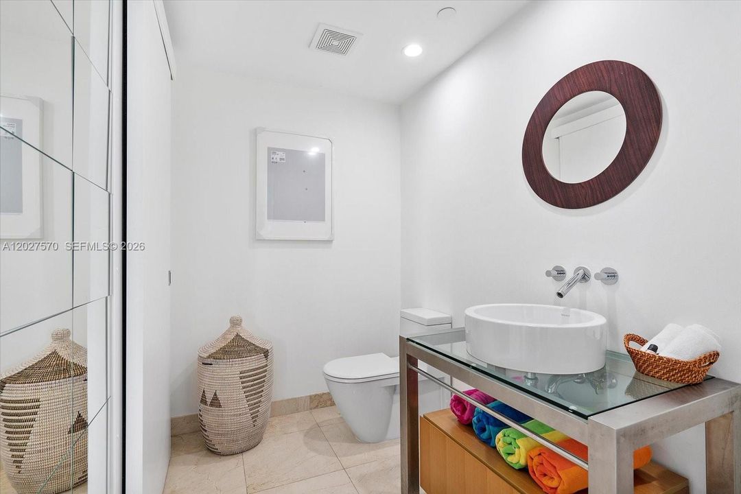 powder room with laundry