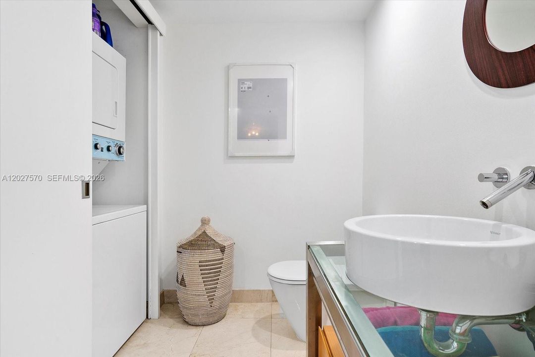 powder room with laundry