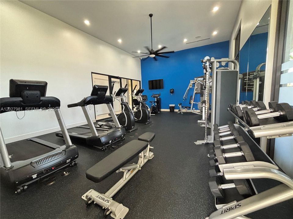 Workout at the fitness center that’s included.