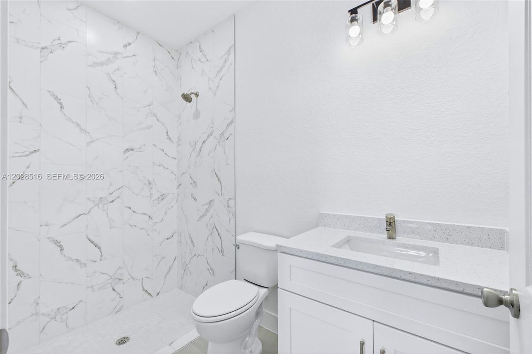 Contemporary bathroom with elegant details throughout!