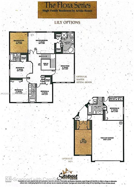 floor plan shows upgrade sitting are in primary as well as bonus room and added Den down stairs