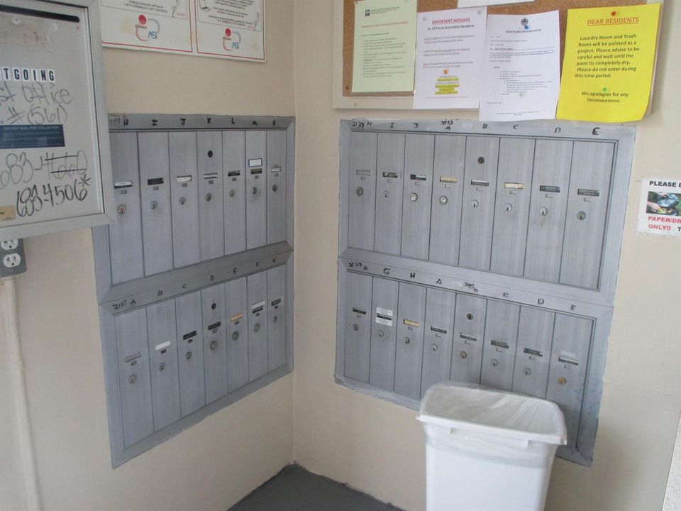 Mailboxes in Laundry Rm