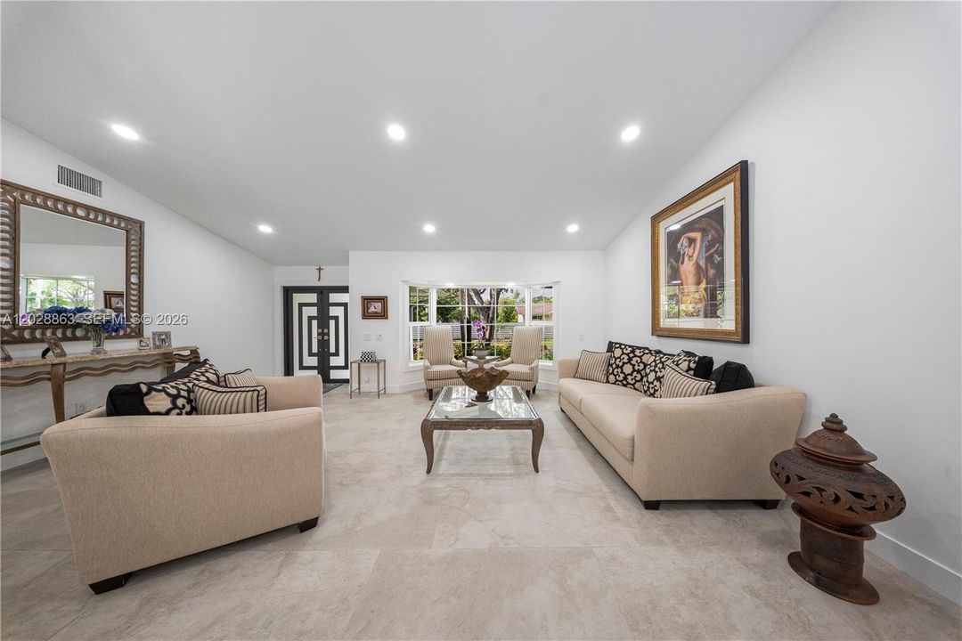 Living room Bay Windows brings in abundant natural light.