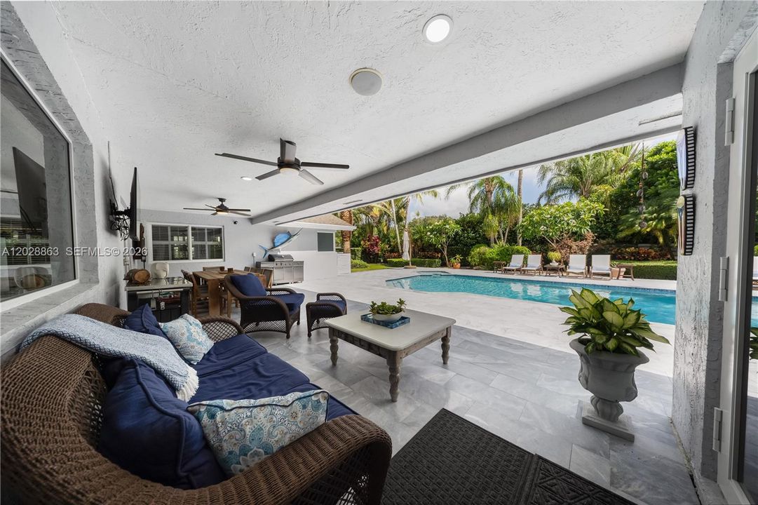 Oversized covered terrace ideal for outside entertaining.