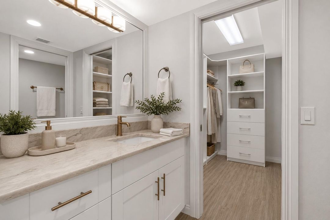 Primary Bath Closet Staged