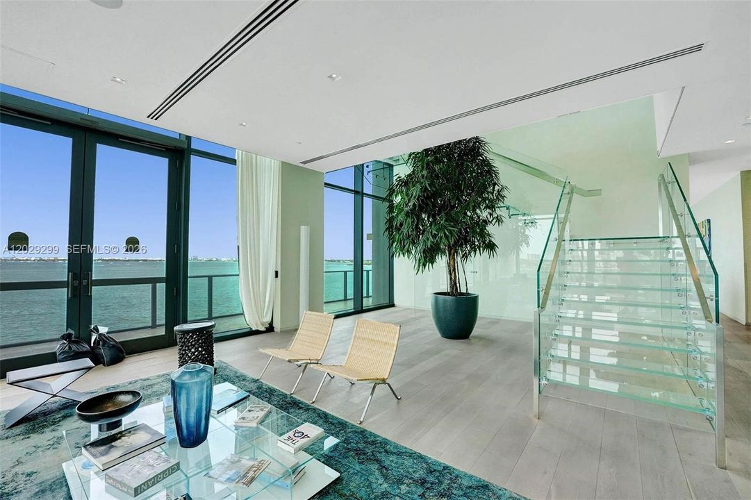 Glass Stairs leading to 2nd floor of amenities