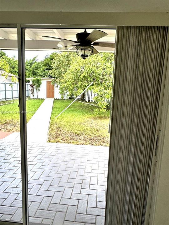 View from Kitchen area into yard.