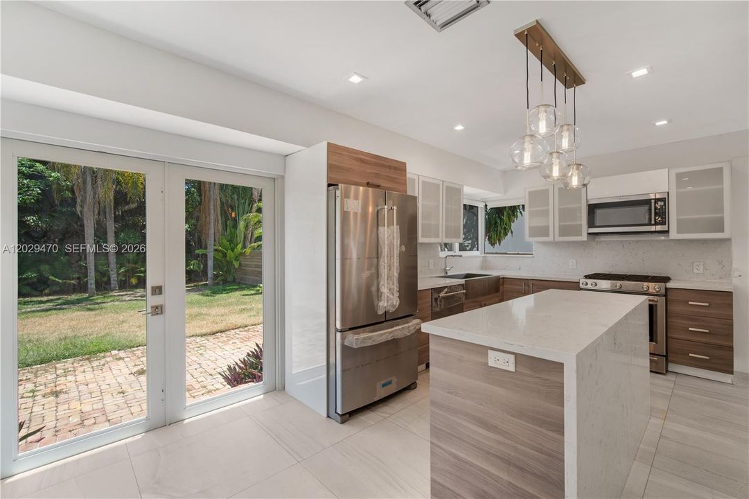 kitchen with back yard view