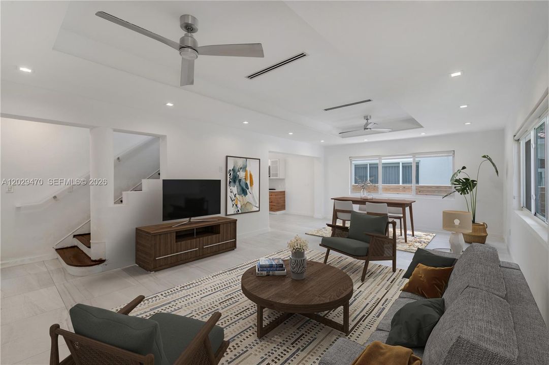 living room virtually staged