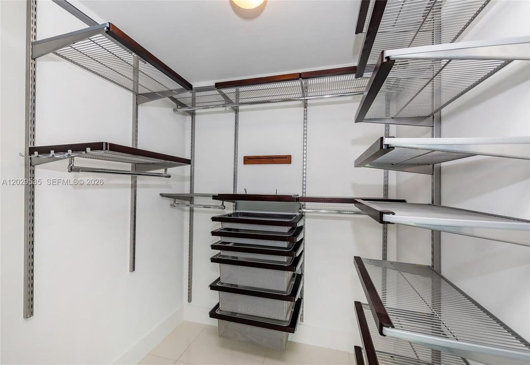Versatile main closet from the Container Store, easy to customize