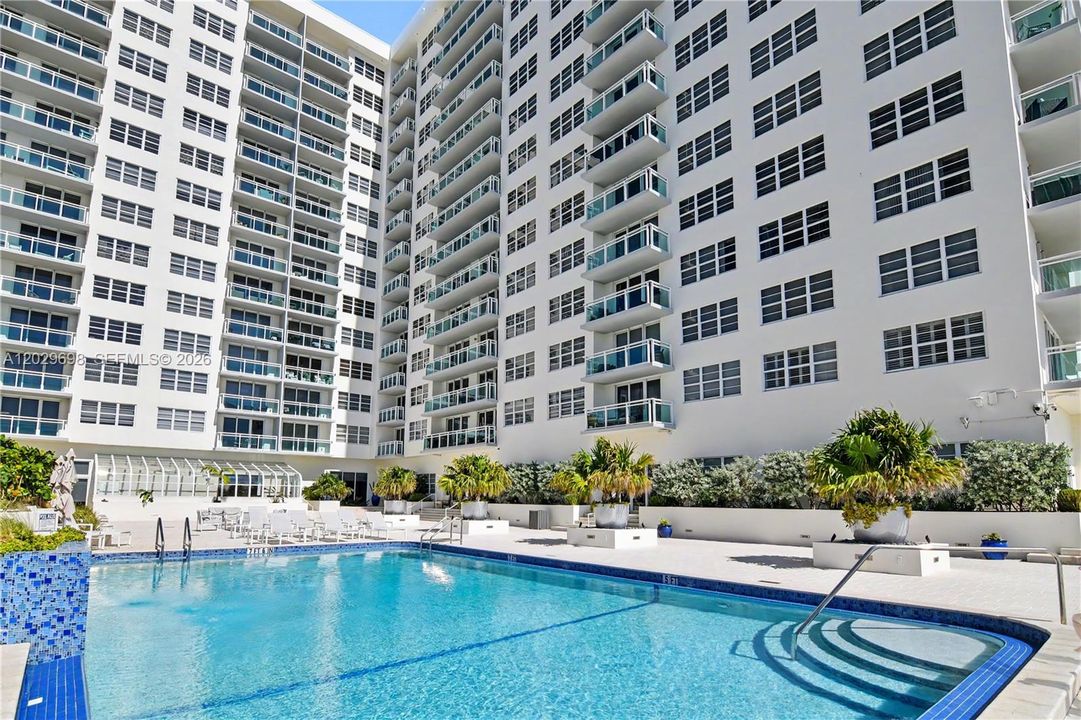 Expansive pool and pool deck.