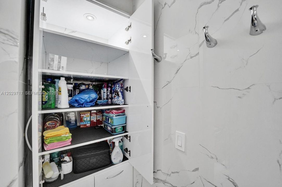 Extra storage in the bathroom.