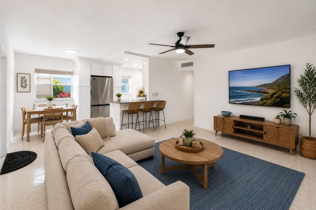 Living room virtually staged
