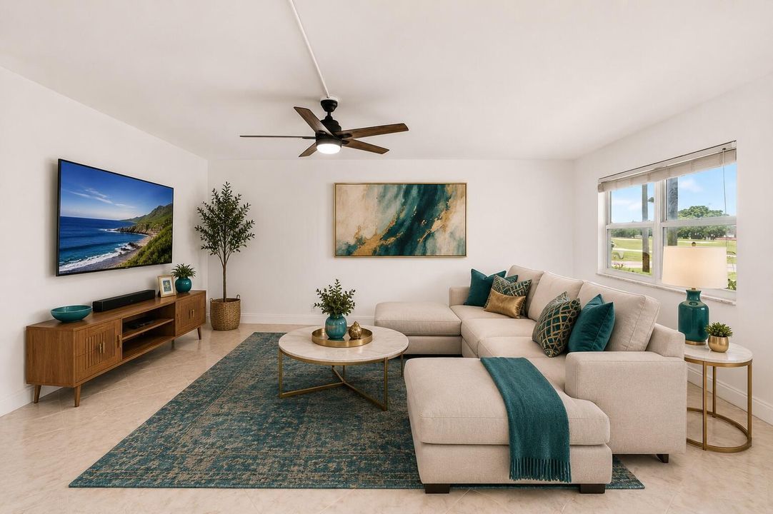 Living room virtually staged