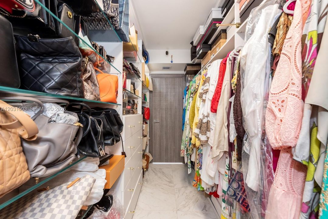 One of two closets in the master bedroom.