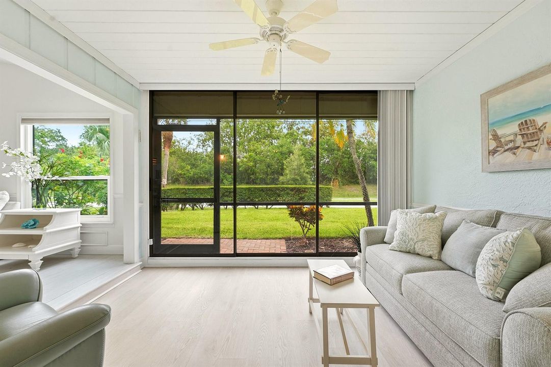 Sunroom with sliding glass door