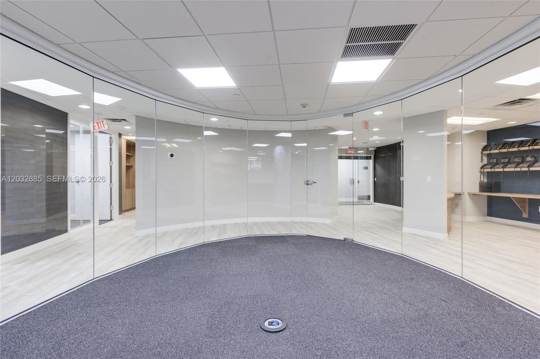 Inside of glass walled conference room