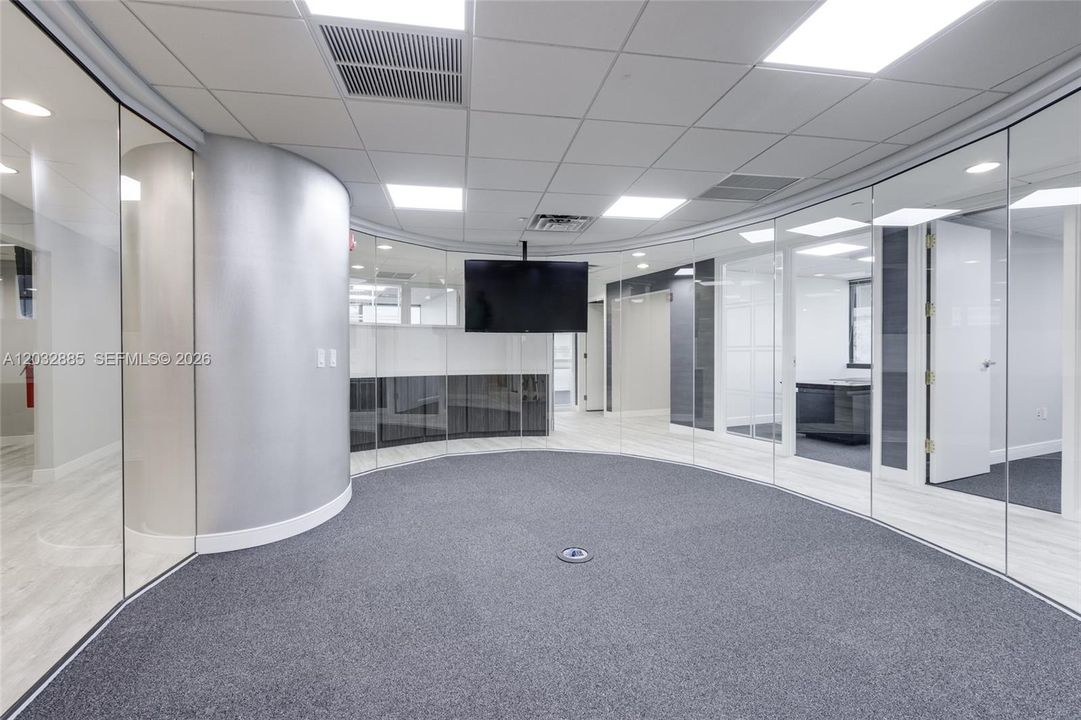 Inside of glass walled conference room