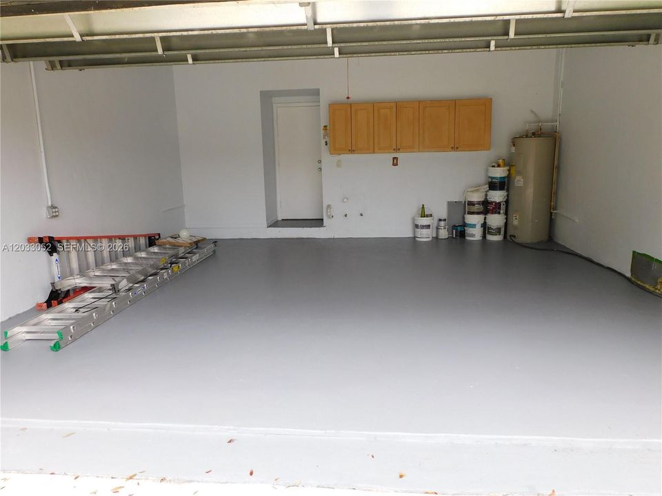 Garage with remote door opener.
