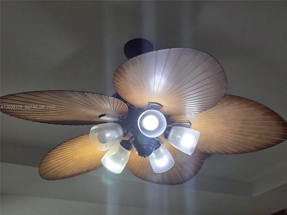 Here is the decorative light & fan in the Primary Bedroom