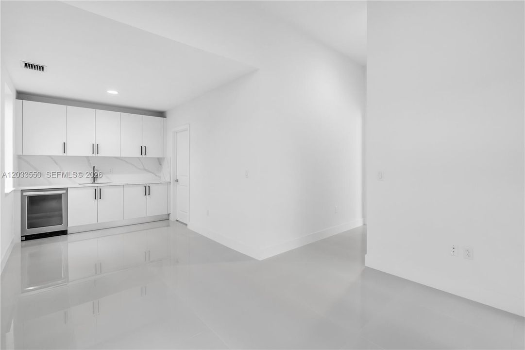 Kitchenette and dinning room of independent apartment