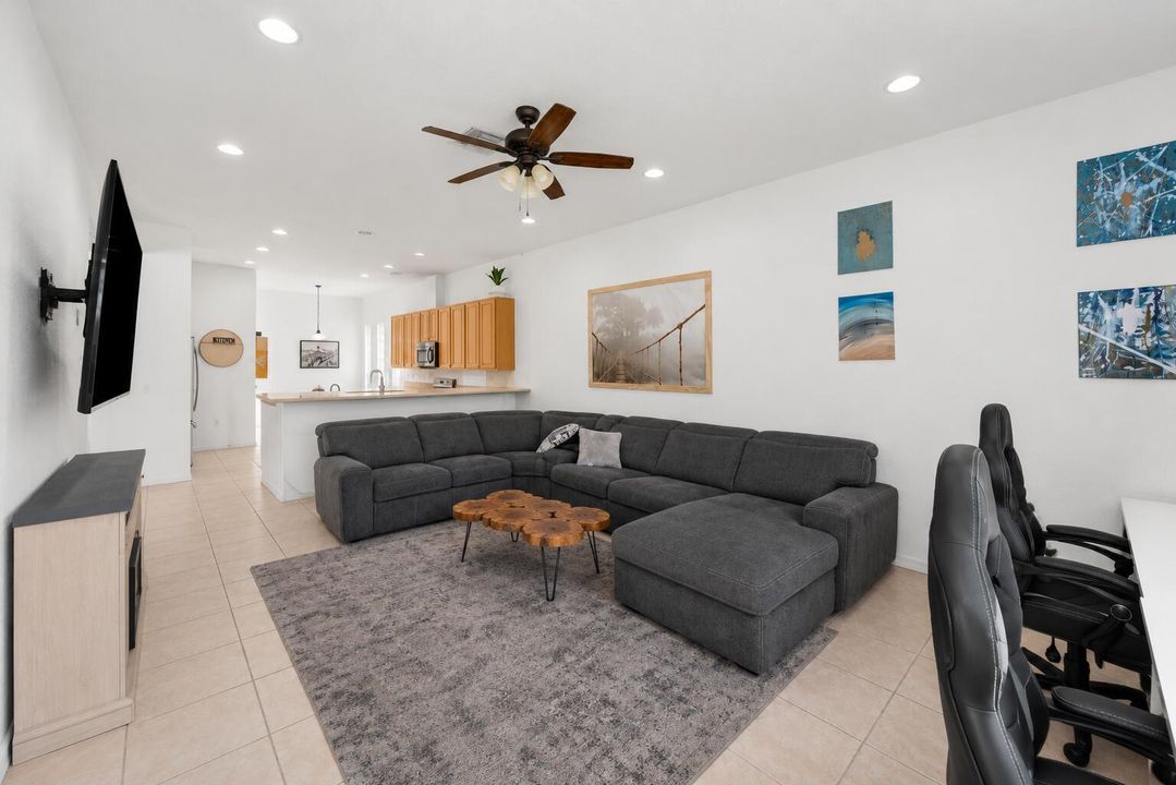 Angled family room