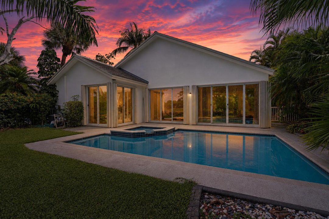 Virtually staged dusk exterior back