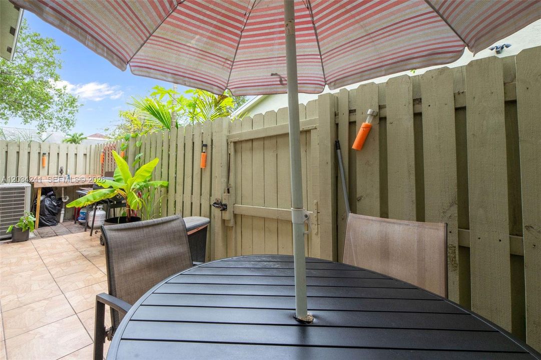 the wooden fence provides privacy for you and your guests