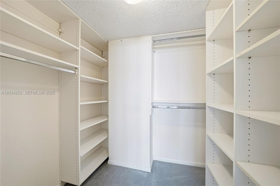 Walk-in closet in main bedroom + one other