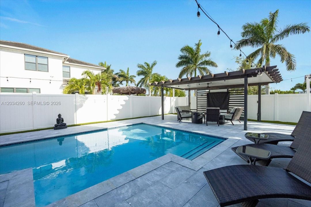 Pool with heater and Pergola.