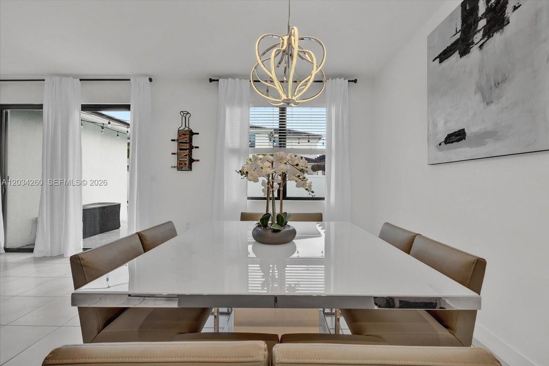 Dining room with pool view