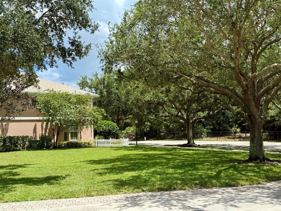 Green space behind double garage