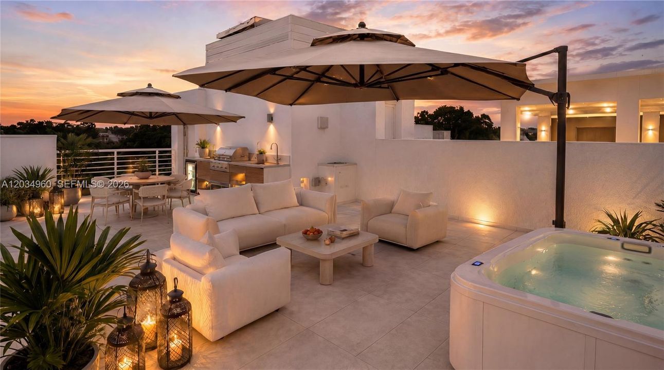 Private Rooftop Terrace Virtually Staged