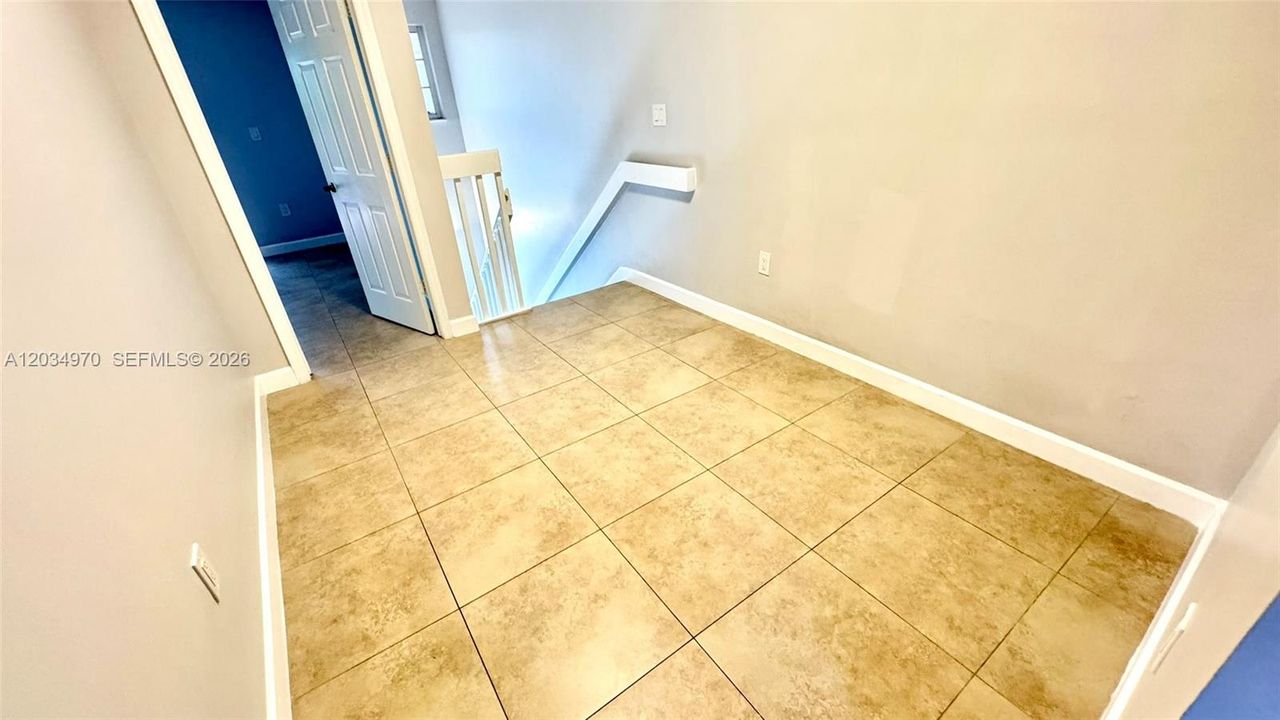 Flexible landing area on the second floor can easily accommodate a home office or workspace.