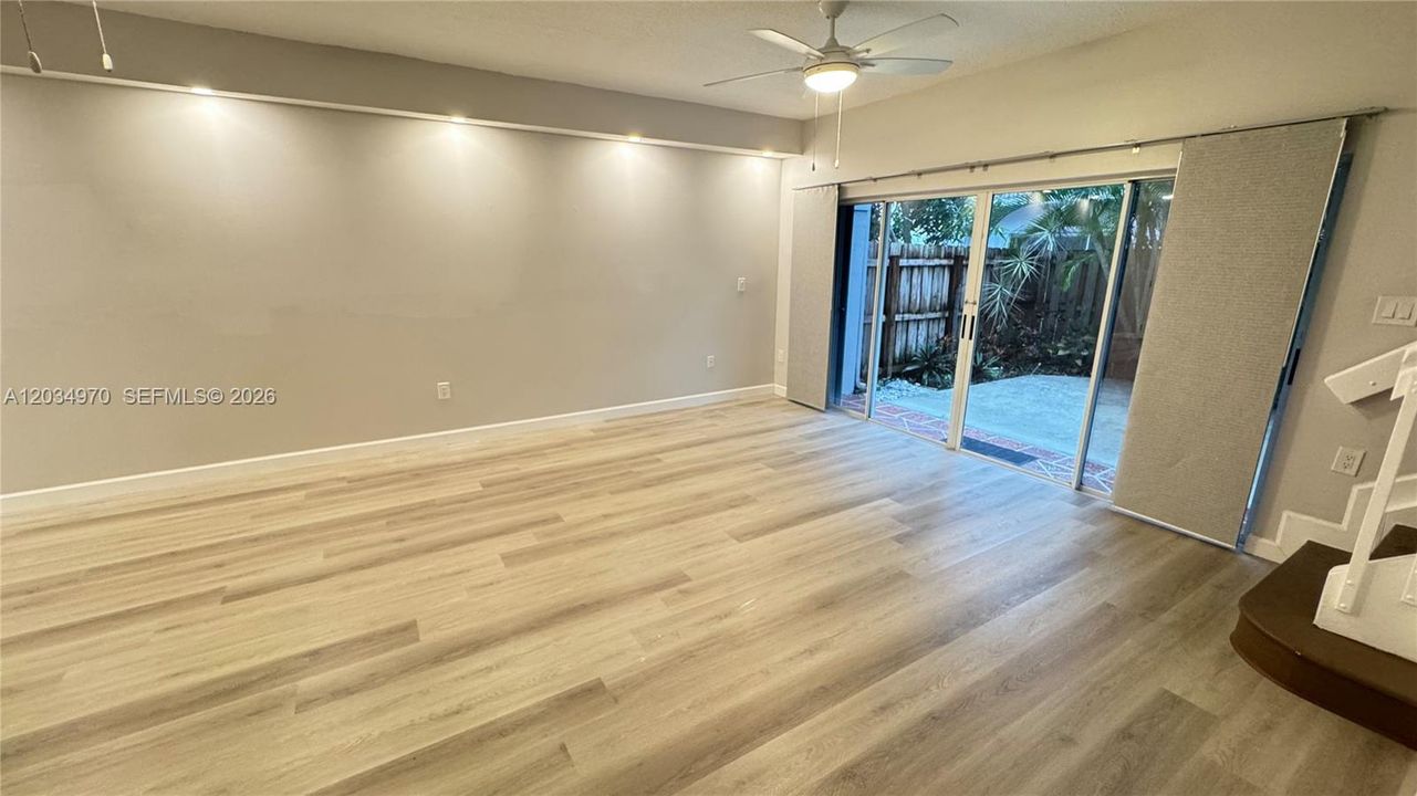 Off the living dining space outdoor patio