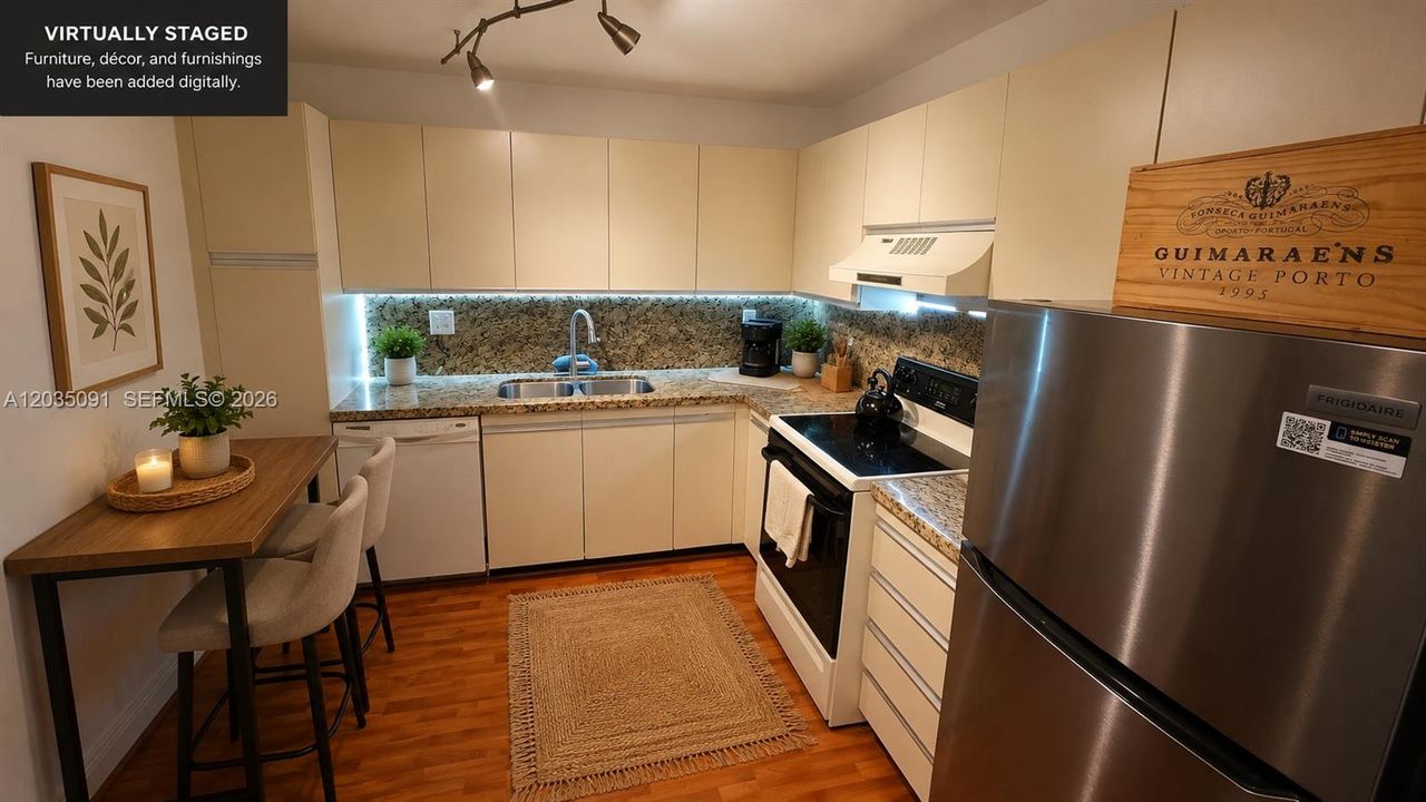 VIRTUALLY STAGED Furniture, décor, and furnishings have been added digitally