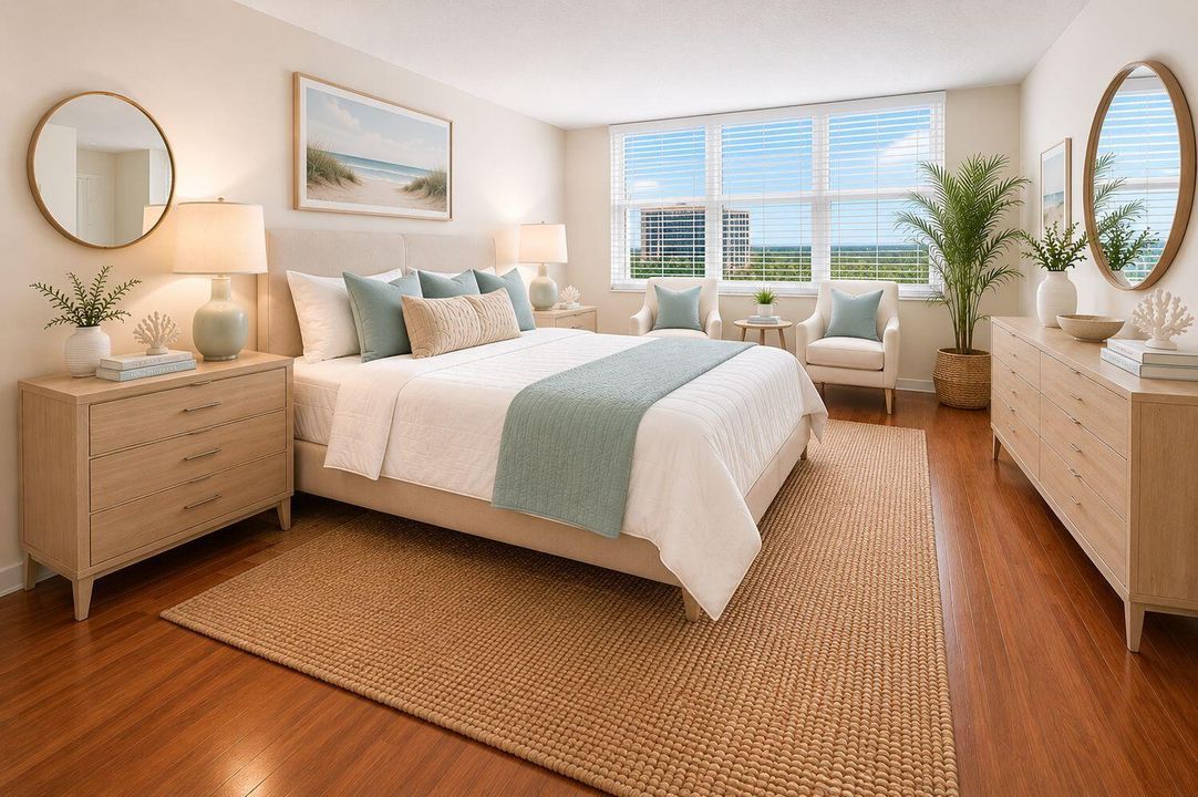 Virtual Staged Primary Bedroom