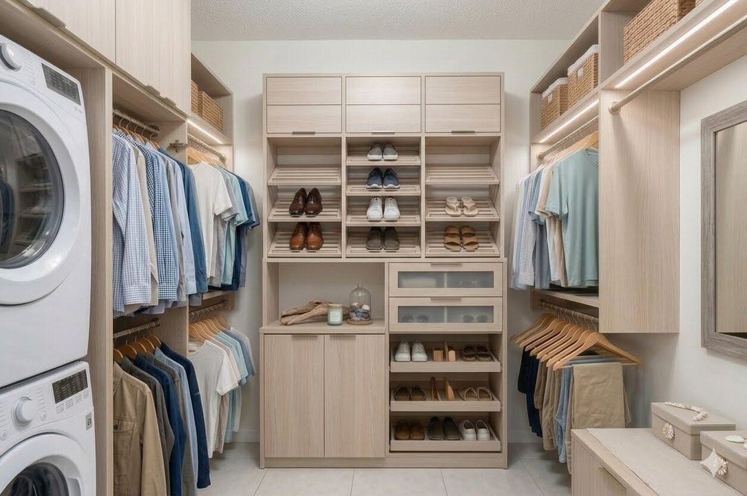 Virtual Staged Primary Bedroom Closet