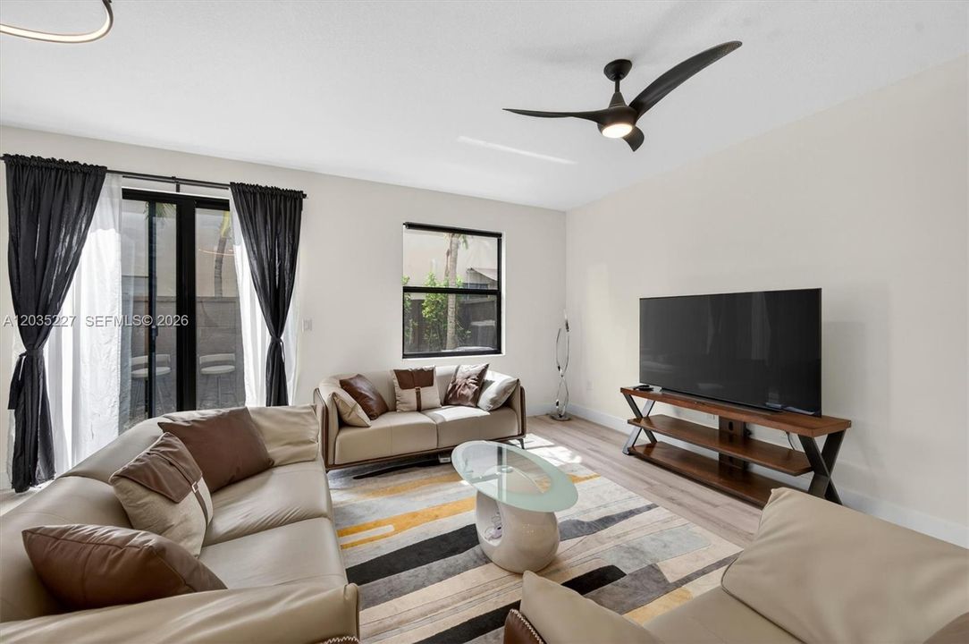 Ample space to watch TV; gather around for a conversation and entertain.