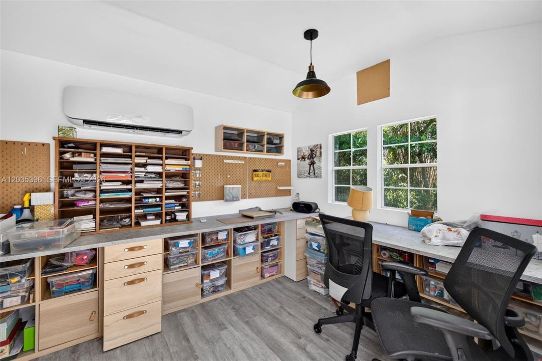 Beautiful Air Conditioned Shed which can be used as office, gym, playroom, storage etc. There are two sides identical in size and look, but this is the photo of one side