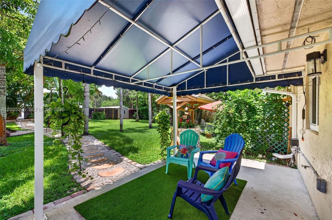 Private patio for guest overlooking garden