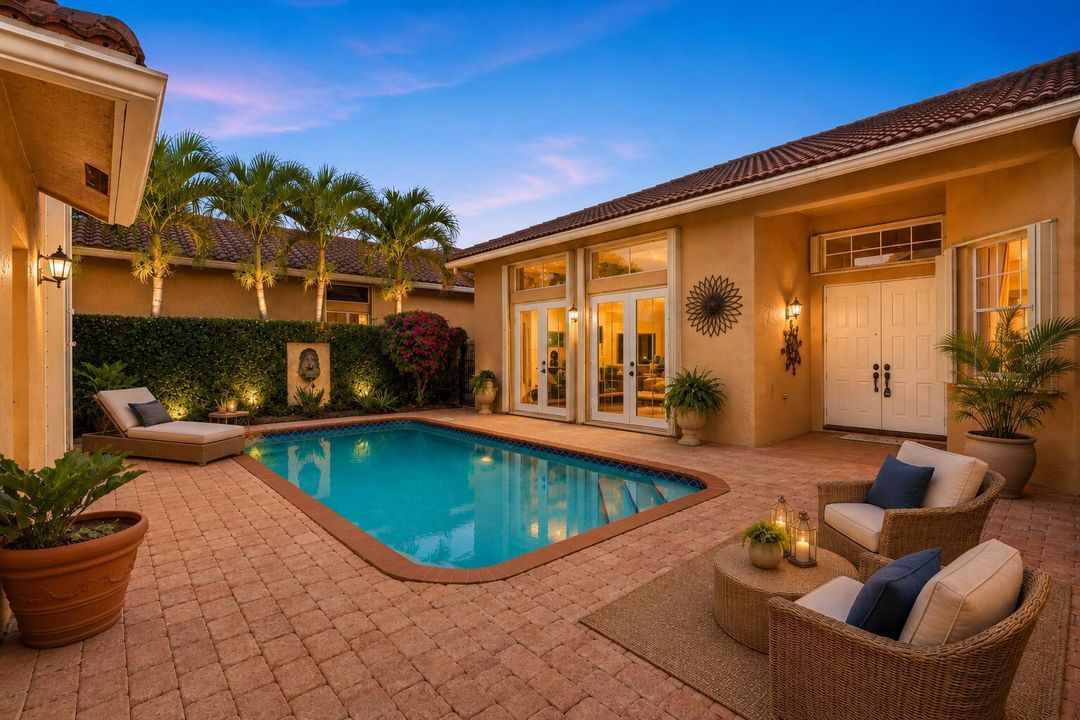 Virtually staged courtyard pool