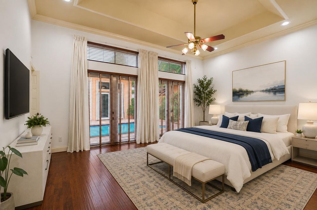 Virtually staged primary bedroom