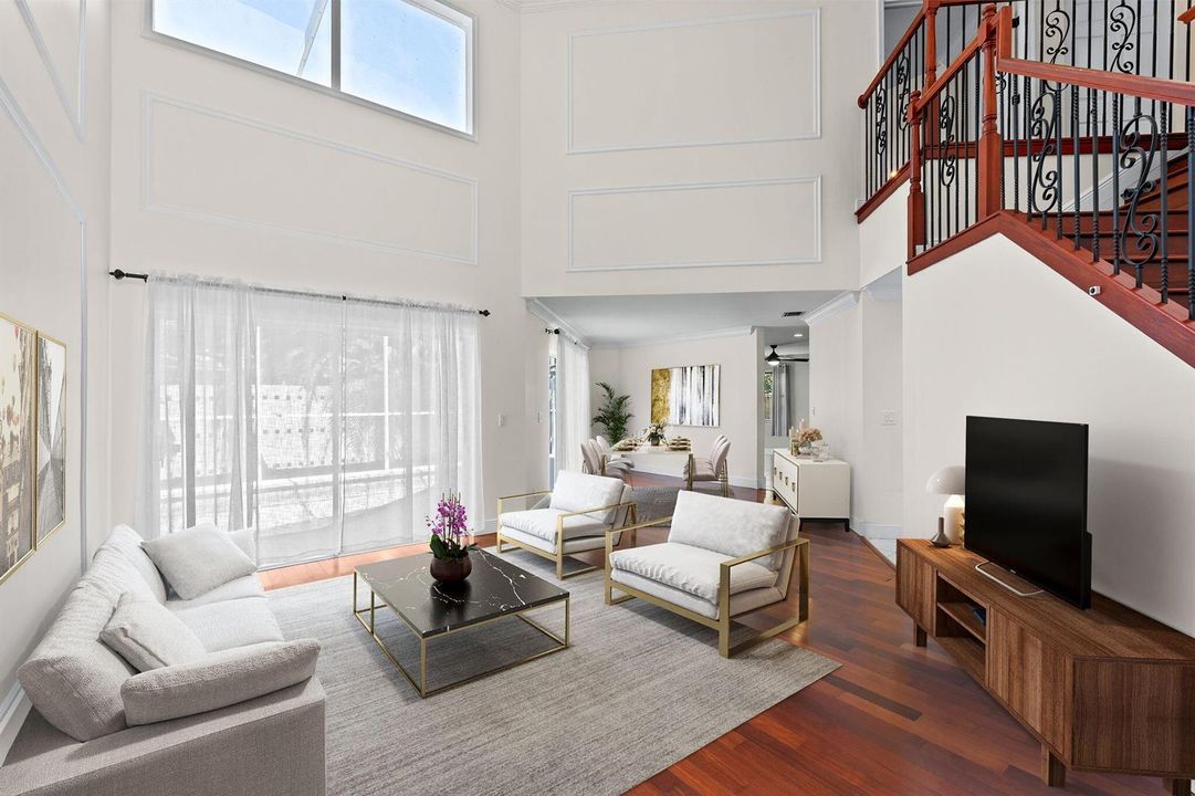 Virtually Staged Living & Dining Room