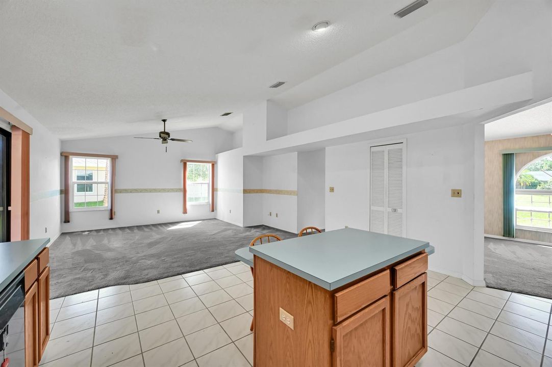 Kitchen looking into family room