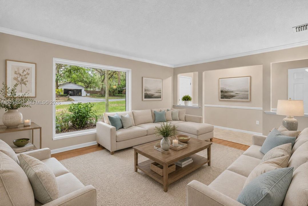 Virtually staged living room