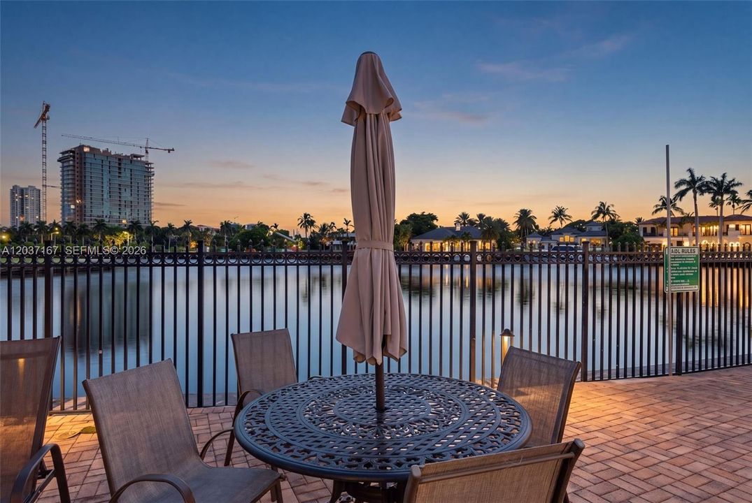 Pool area sunset