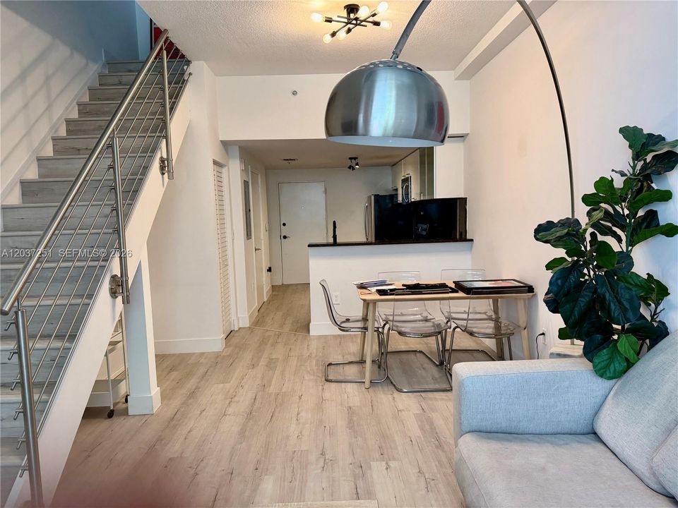 Living, dining, kitchen