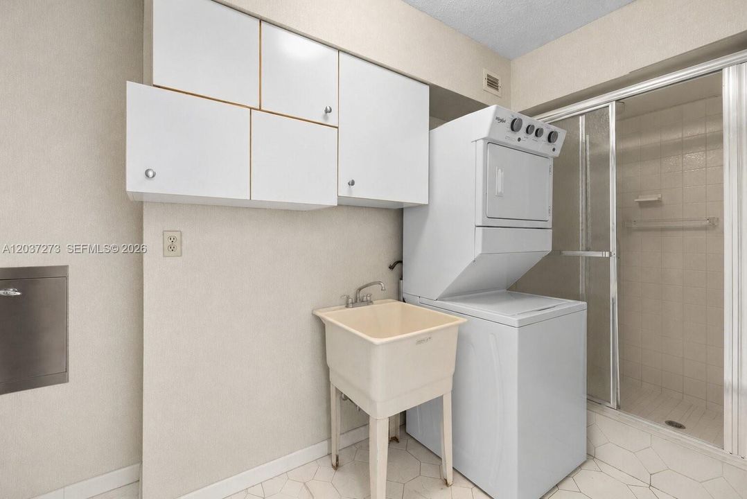 Private Trash Chute, Laundry Room with Shower